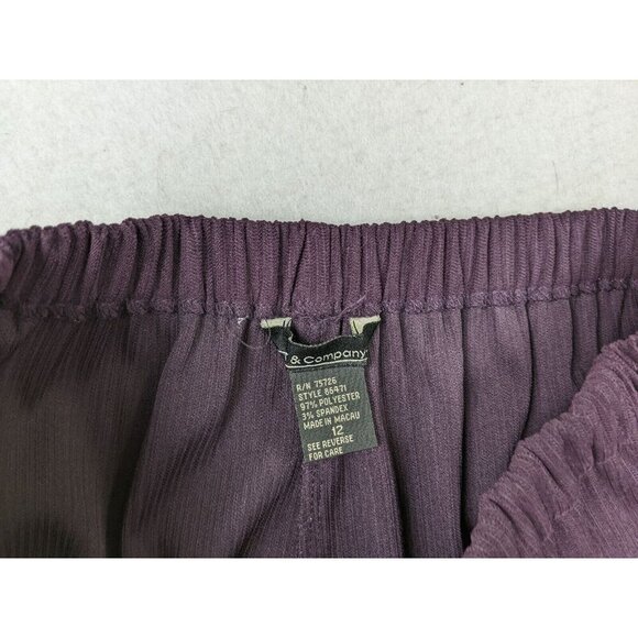 T & COMPANY - WOMEN'S PURPLE STRIPED ELASTIC WAIST PULL-ON PANTS - SIZE 12 - Picture 7 of 10